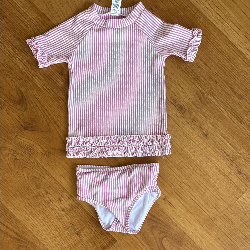 Ruffle Butts Rashguard Swim Set with Ruffle Trim
